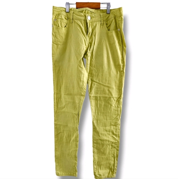 Rue 21 Lime Green Cotton Stretchy Skinny Jeans Size 3/4 - Picture 2 of 8